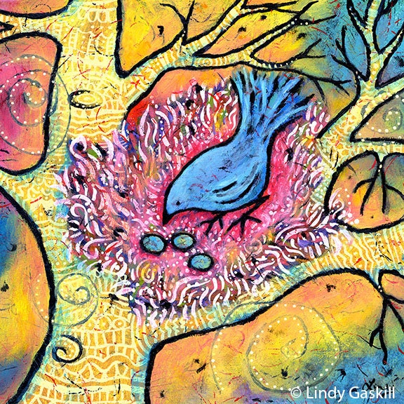 Whimsical Bird Print 8" x 8" - Love