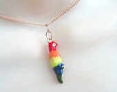 Rainbow Lorikeet Parrot Charm Necklace - Adjustable Necklace Enamel Jewelry Australian Parrot