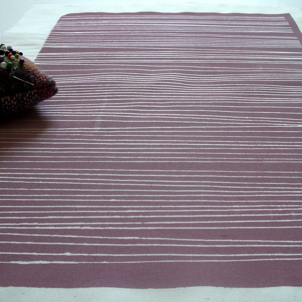 Optical Illusion - hand screen printed skinny quarter - White on Dusky Pink