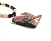 Black Onyx Rose Quartz Rhodonite Necklace