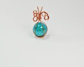 Turquoise Crackled Glass Wire Wrapped in Copper