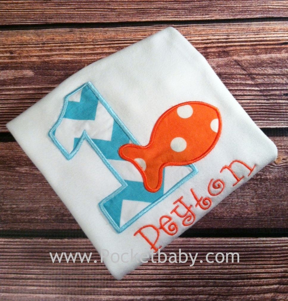 Personalized Goldfish Theme Birthday Shirt - You Choose Your Fabrics - by Pocketbaby