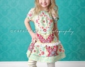 Girl's Spring Lace and Ruffle Peasant Dress- 2013 Spring Collection from Mellon Monkeys