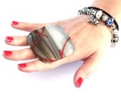 Oversize Cocktail Ring Glass - big bold outrageous handmade statement ring  - DESERT STORM - 2.4 inch