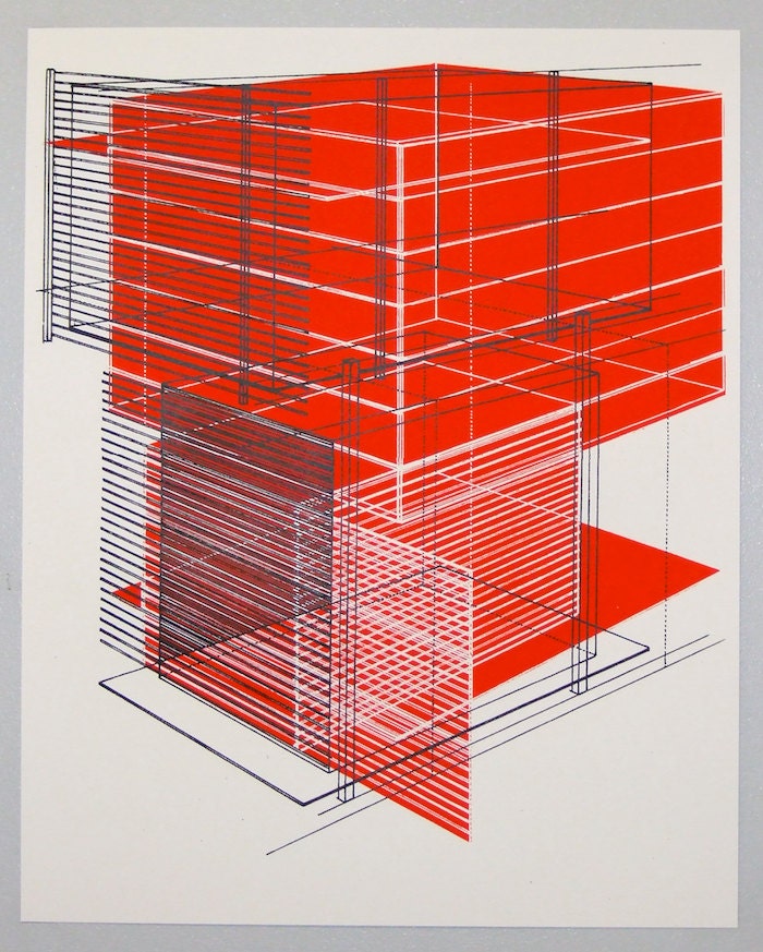 Perspective architecture 5, architectural graphic design, 16 x 20 inches silkscreen print