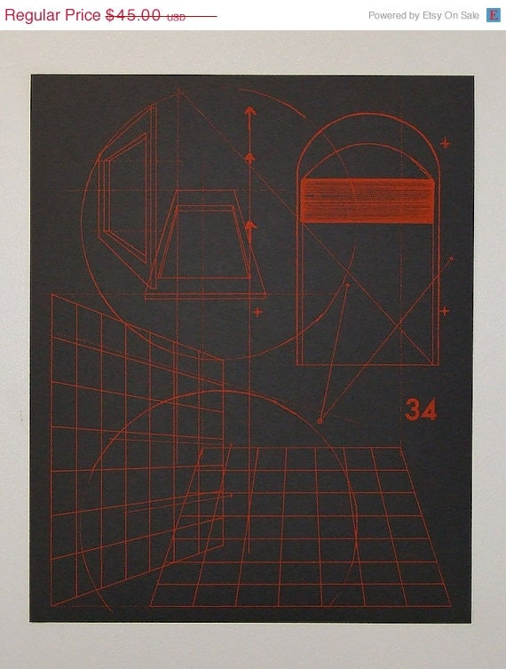Perspective architecture 1, architectural graphic design, 16 x 20 inches silkscreen print