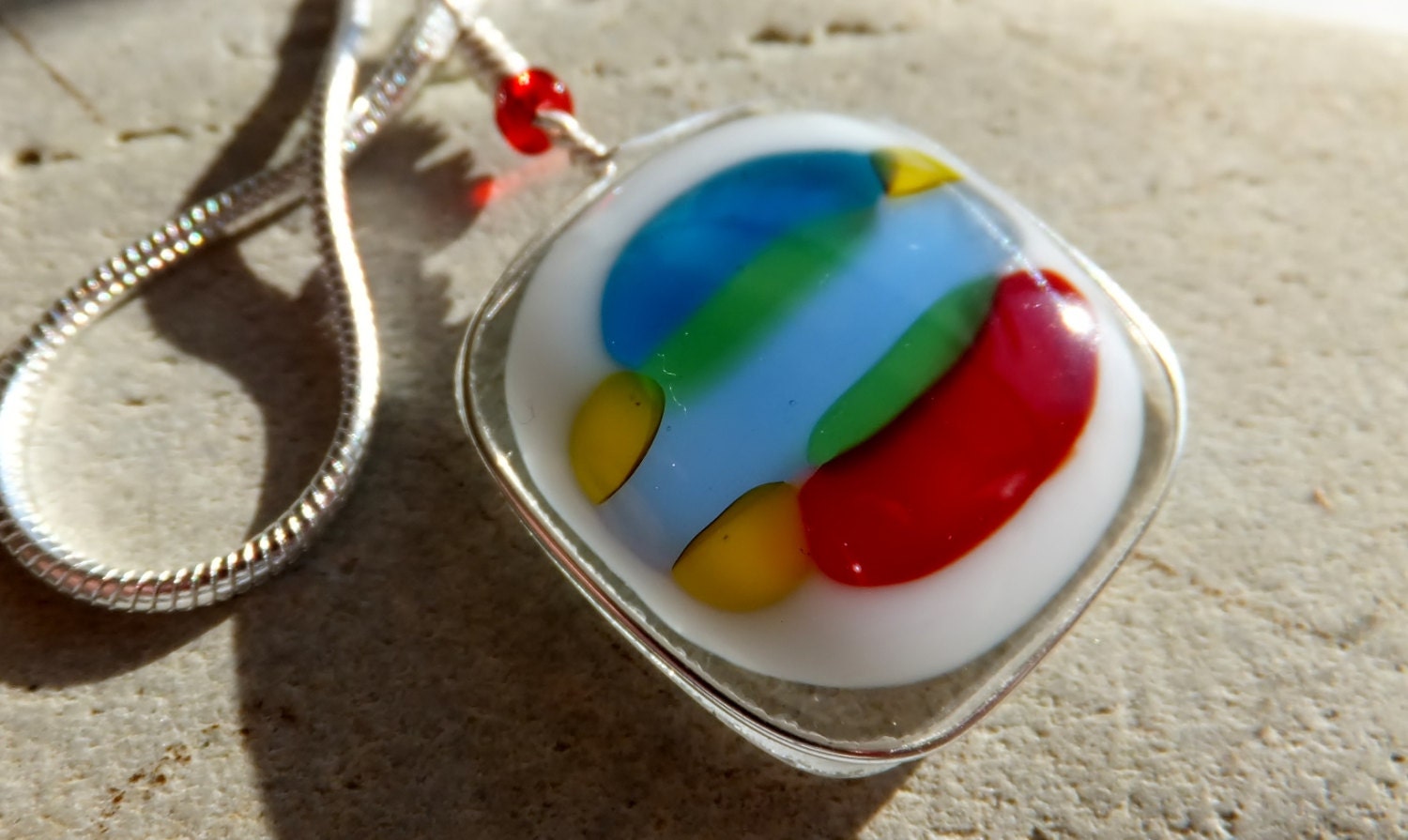 Summer colours fused glass necklace