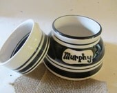 2 Handmade Ceramic Spaniel Bowls - (Customized) - Black and White