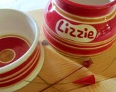 2 Handmade Ceramic Spaniel Bowls - Red - (Customized)