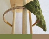 Giant olive green leaf hair band/head band with taupe ribbon. Mother nature natural woodland  101