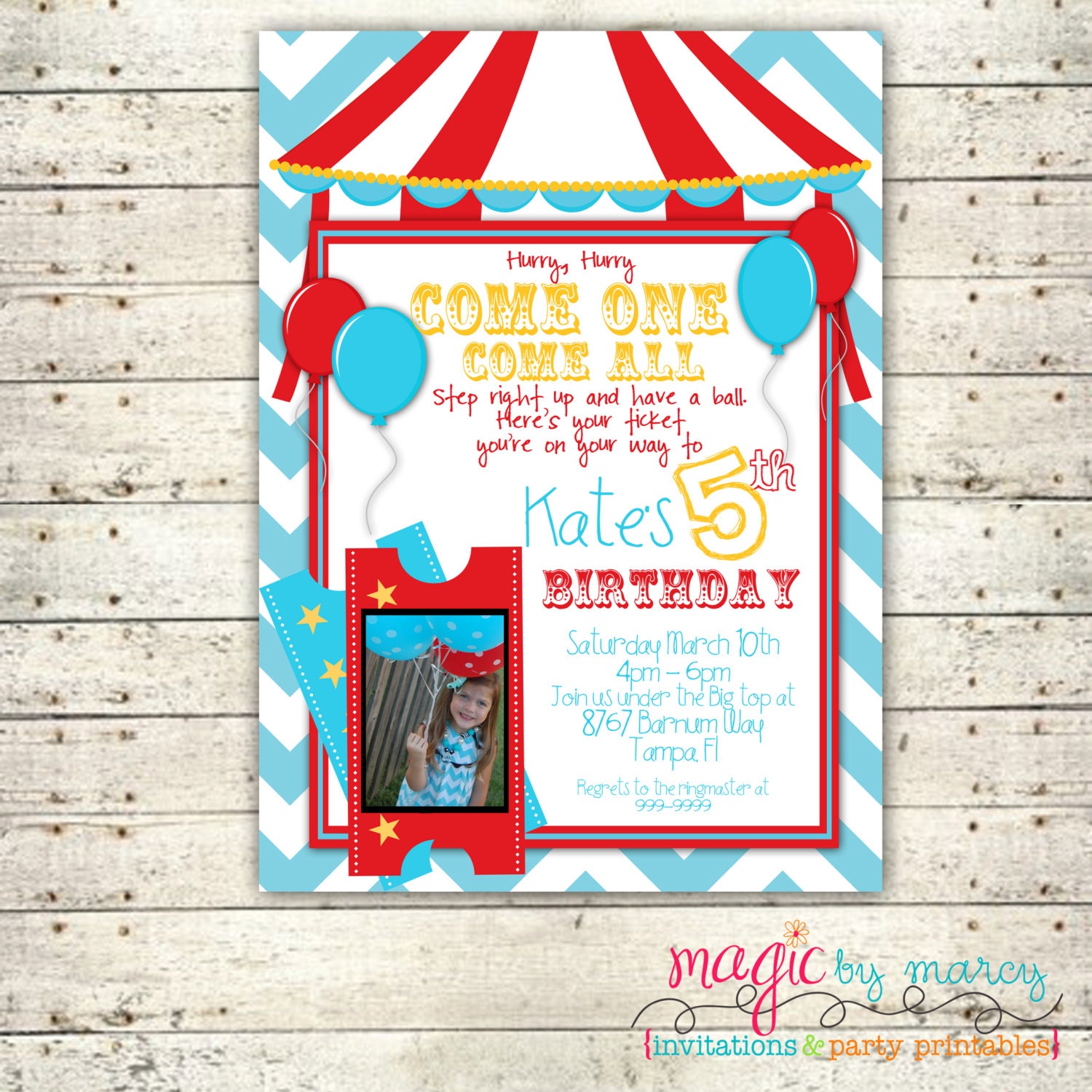 Digital Custom Chevron Carnival Birthday Invitation Il_170x135