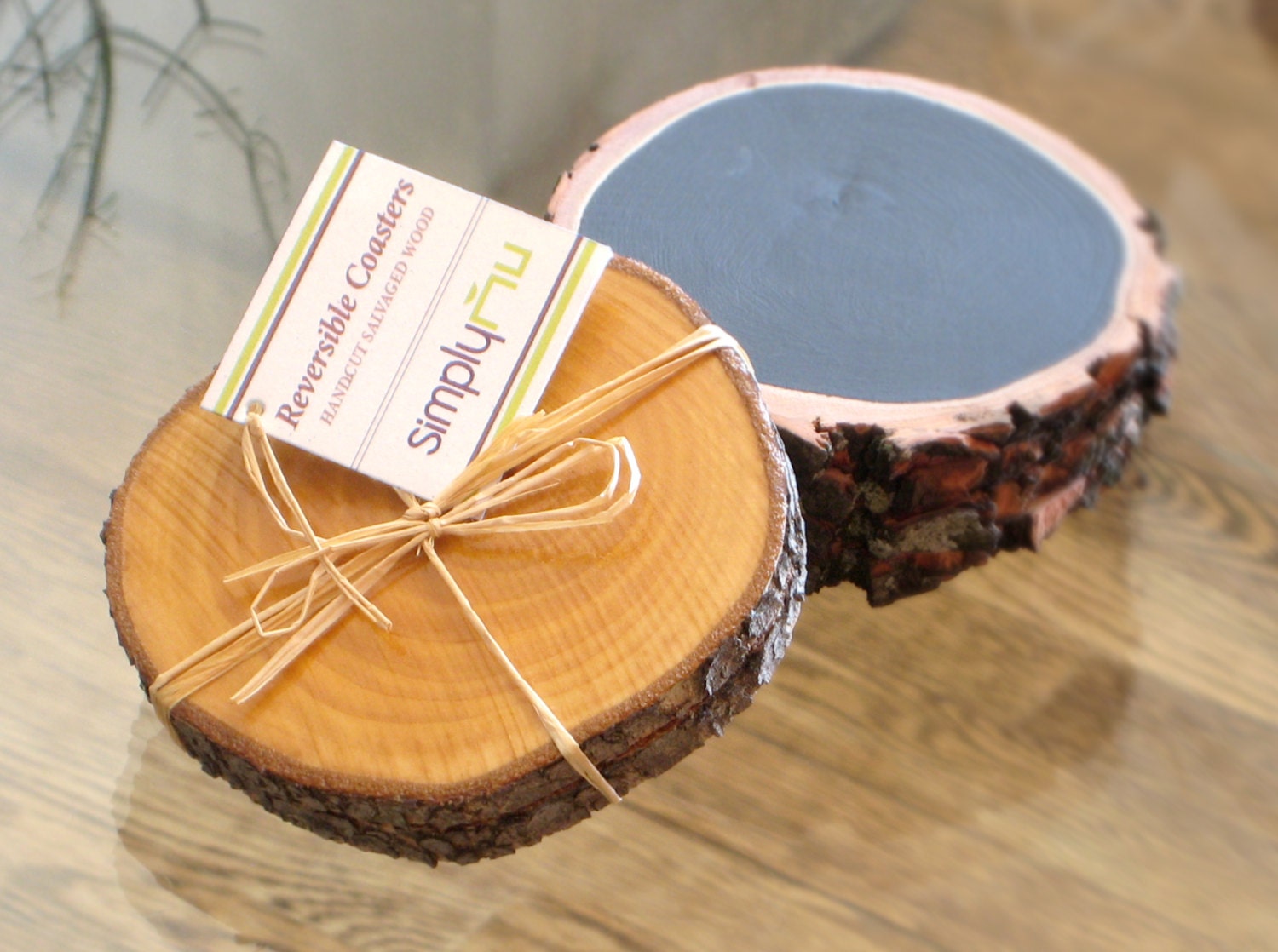 Set of 2 REVERSIBLE Write & Erase Reclaimed Wood Coasters with Soapstone Chalk - Several Sizes Available - Father's Day Gift