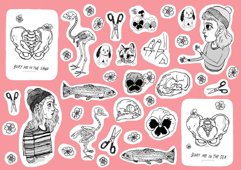 Black and White Sticker Set Two
