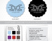 Wedding Stickers or tags // choose up to four different color schemes per order // Design- Mod Last Initial, Quantity- 44