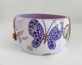 Purple Butterflies and flourish wood bangle