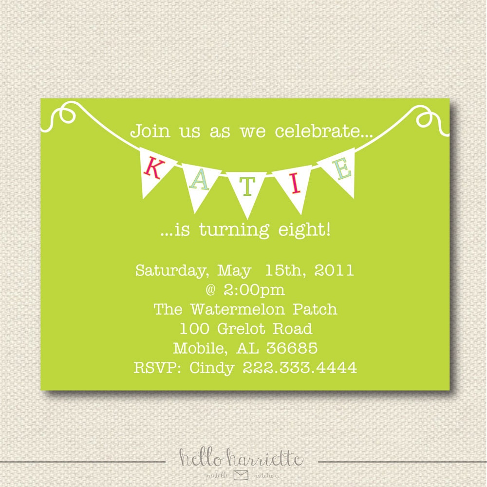 PRINTABLE Birthday Bunting Invite