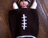 Just In Time For The SuperBowl Football Baby Cocoon With Hat