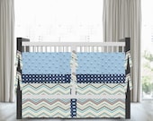 Chevron Baby boy bedding in Stars    includes bumper set , fitted sheet ans crib skirt