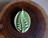 Lovely Handmade Stoneware Green FERN Leaf Pendant