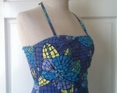 Lilly Pulitzer 60s Style Abstract Mosaic Print Halter Swim & Sun Dress
