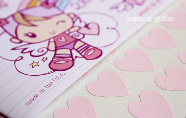 Pink Heart Stickers Labels 216 quantity