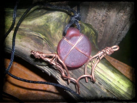 Blood Moon Bat - Copper Wire Pendant OOAK
