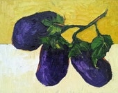 Oil Painting 11x14 PURPLE GARDEN EGGPLANT Lynne French Still Life Original Art
