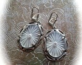Great Gatsby Art Deco Camphor Glass Silver Earrings