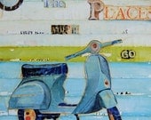Dr. Seuss Inspired Scooter Vespa - "O the Places You'll Go"- Fine Art Print 11x1