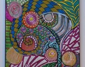 Abstract Original Multicolored Textured Acrylic Painting on Canvas Beautiful Colors 10x8in Heather Montgomery Art