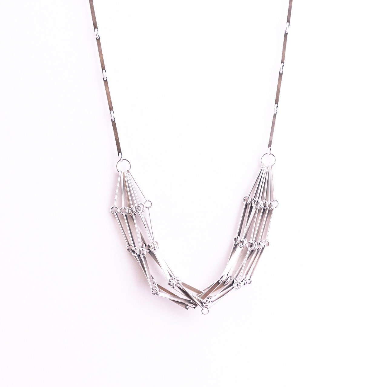 Dramatic silver necklace, perfect for dressing up or for everyday wear, a very versatile, yet unique jewelry design - "Channel Necklace"