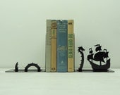 Sea Serpent Metal Art Bookends - Free USA Shipping