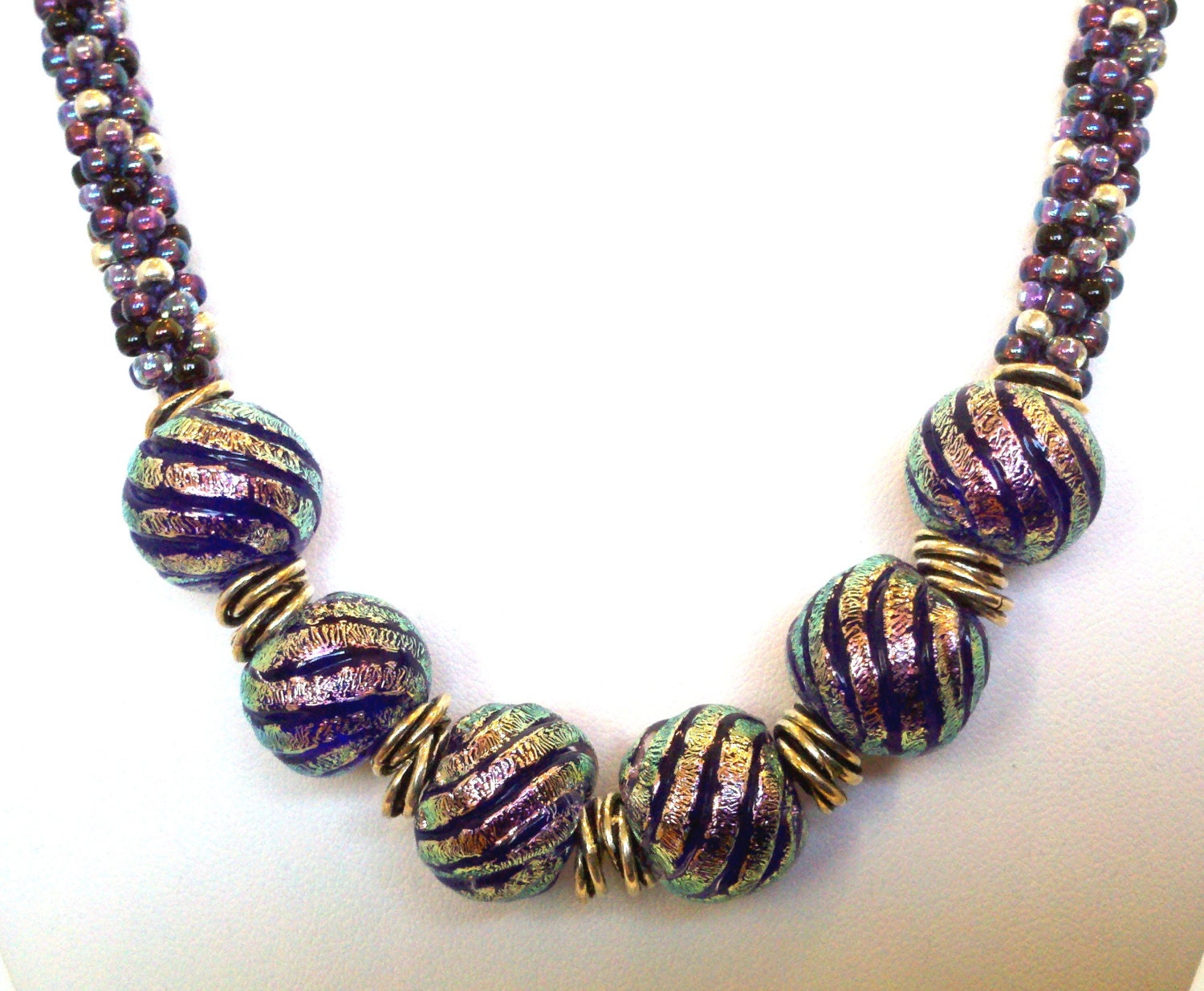 Lavendar Dichroic Kumihimo Necklace