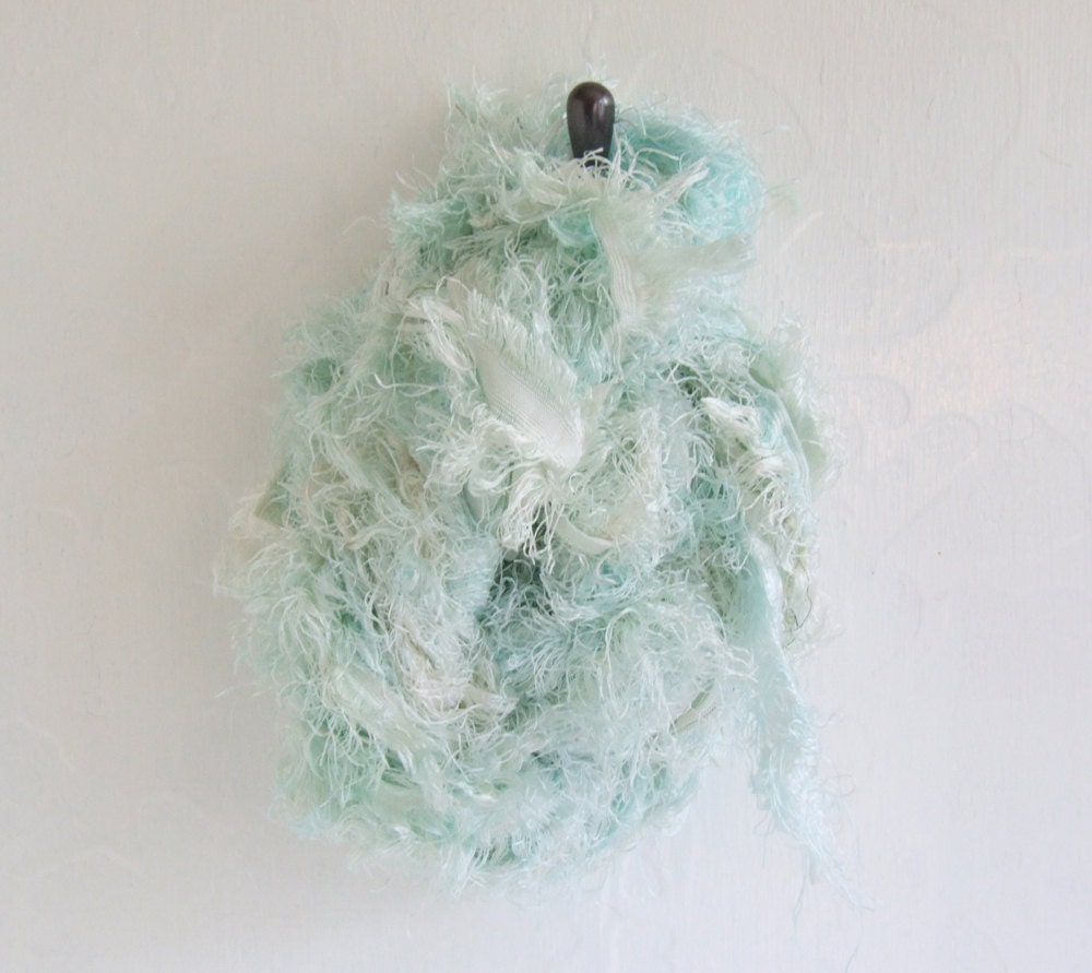Hand Dyed Recycled Sari Silk Eyelash Ribbon, 6 yds