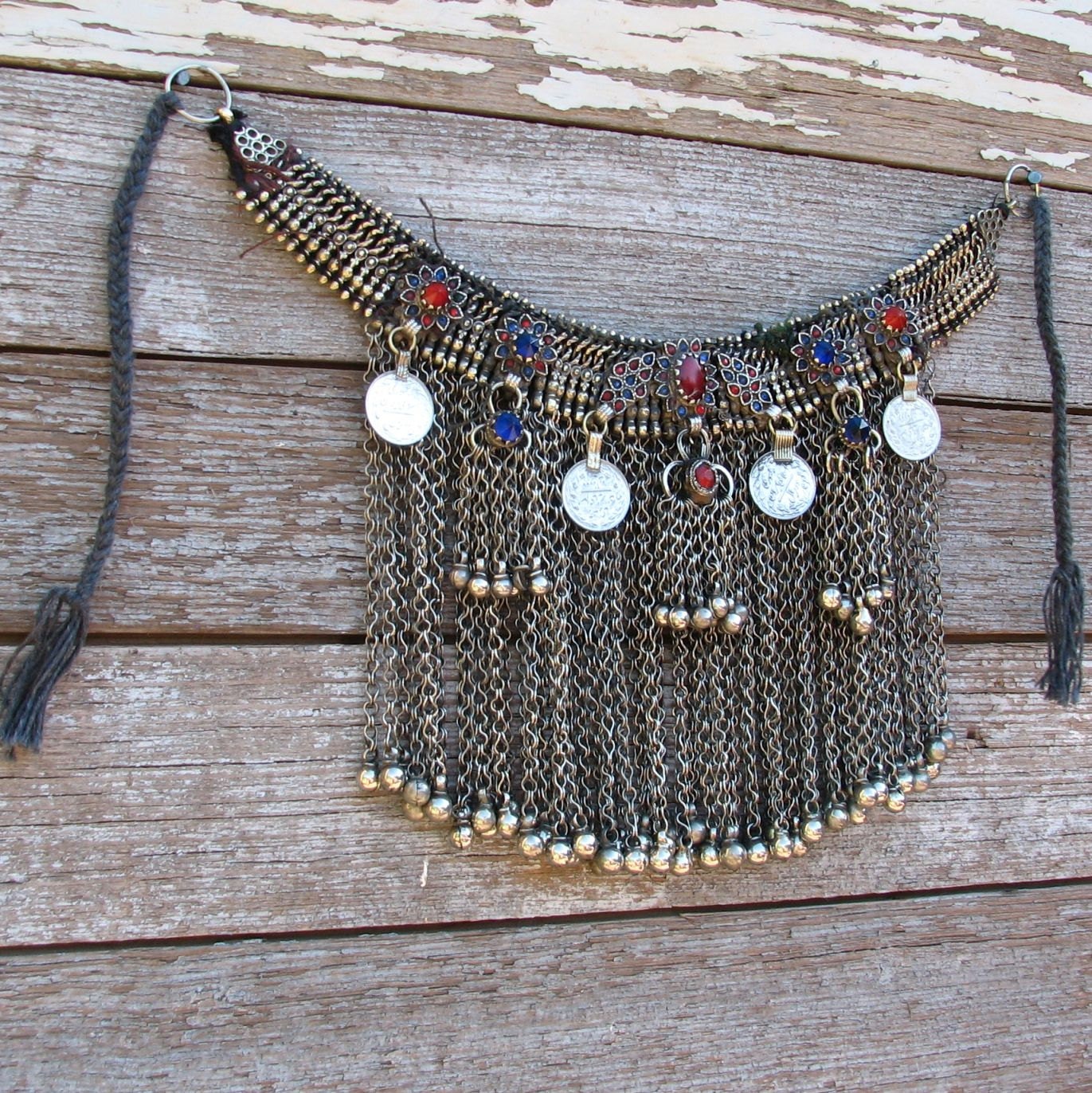 Unique Dramatic Long Tribal Belly Dance Waziri Kuchi Collar Necklace