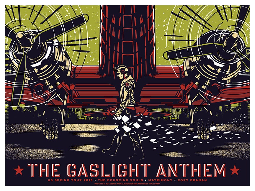 Gaslight Anthem - Bouncing Souls - US Spring Tour 2013 - Gig Poster - PLANE