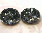 Glass Jewel  double factedsmoke color large button - Vintage  Romantic Jewelry supply