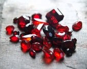 Glass Jewel  Red Parcel - Mixed Size  Vintage  Romantic Jewelry supply