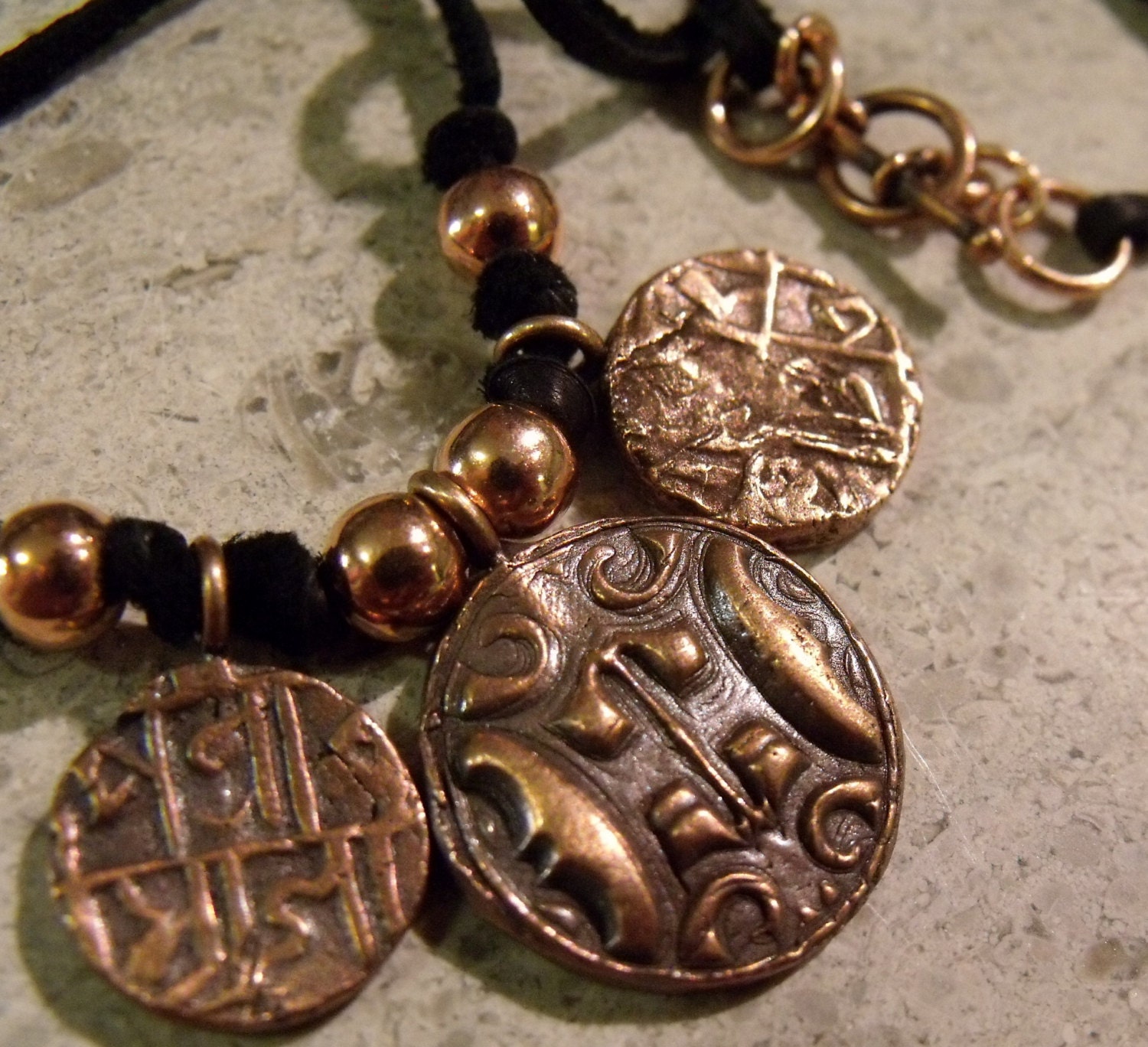 Copper Coin and Leather Necklace - Ancient Coin Replica Piece