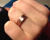 Hammered Copper Ring Size 6.5 - 5mm Thick, Antiqued Finish