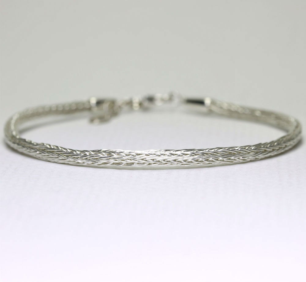 Inga handmade bracelet, woven sterling silver