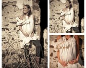 Prenatal Maternity Dress Eco Photo Patisserie Knee Length Handmade Custom Order Ruffle Ivory Womens