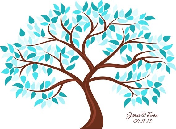 Personalized Wedding Tree Guest Book - Printed Leaves, for up to 200 guests