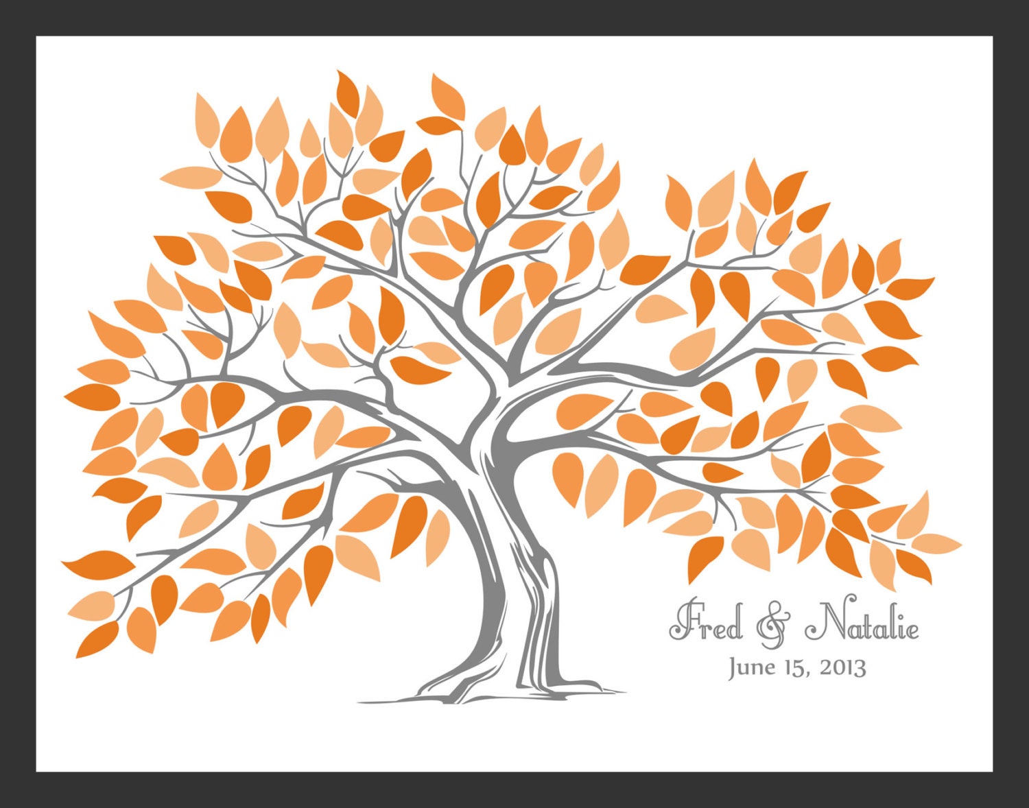 Personalized Wedding Tree Guest Book Print for up to 150 guests