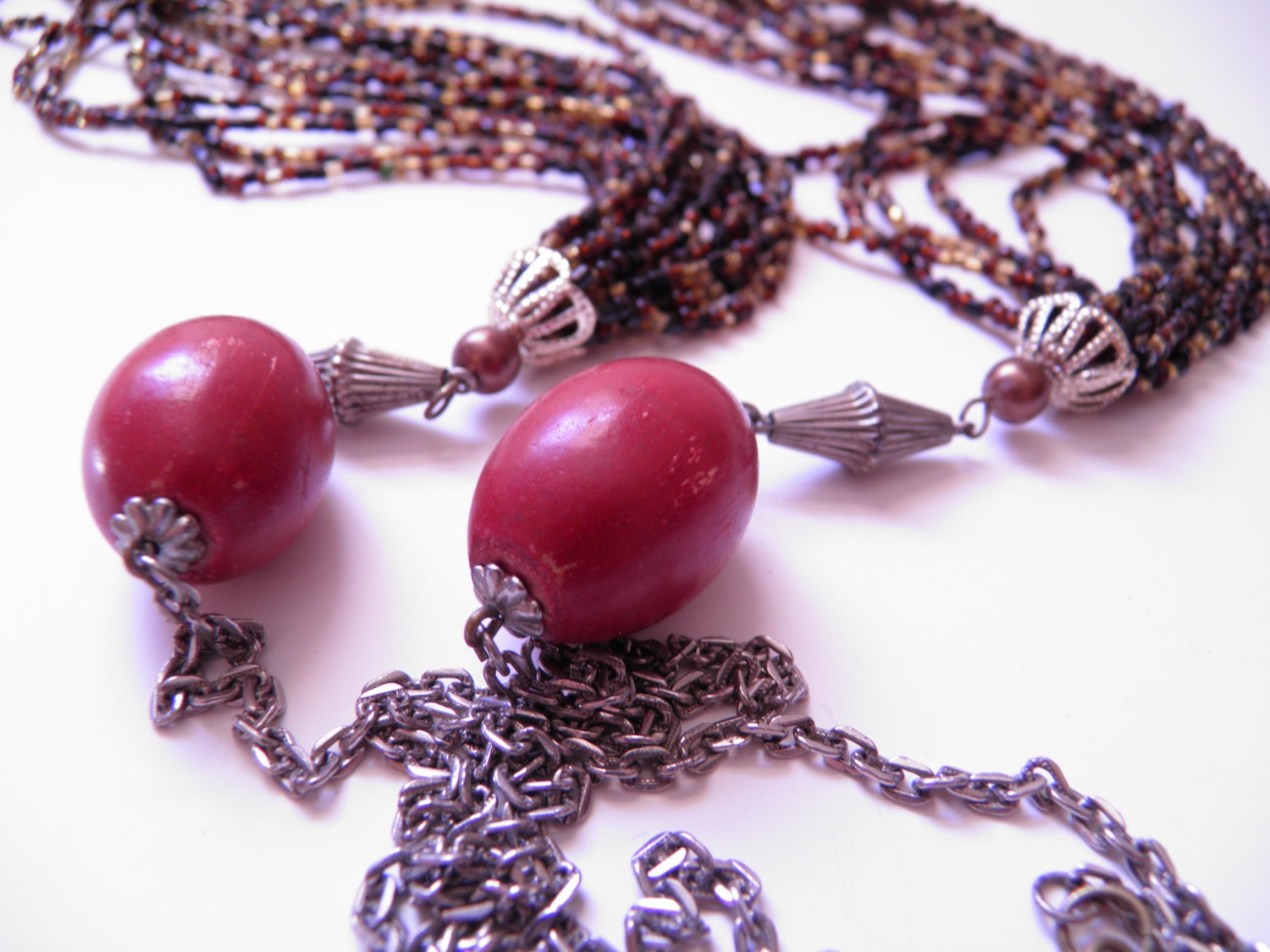 Long Art Assemblage Handmade Necklace
