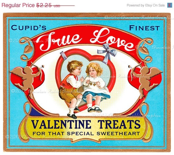 Valentine Candy Treat Vintage Label Digital Download Printable Scrapbook True Love Tag Collage Sheet