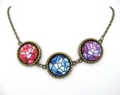 Stained Glass Design Handmade Glass Tile Necklace