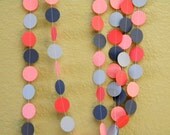 Wedding Corals Gray Dark Gray Grey Party Decoration Paper Garland Birthday Party, Nursery, Baby or Bridal Shower 10 feet