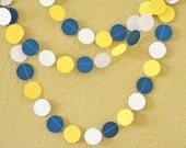Wedding Yellow Royal Blue White Party Decoration Paper Garland Graduation, Birthday Party, Nursery, Baby or Bridal Shower 10 feet