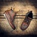 Handcrafted HIGHTOP Leather Boat Shoes - Distressed Oiled Dark Tan Cowhide & Etched Roses - Dark Brown CUFF